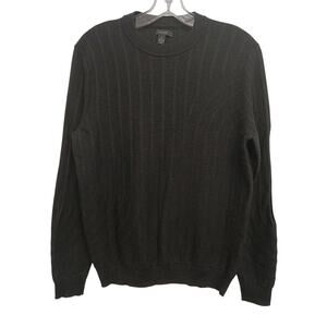 Merino Wool Pullover Alfani Sweater Men Sz M Brown Knit Solid Crew Preppy Sporty